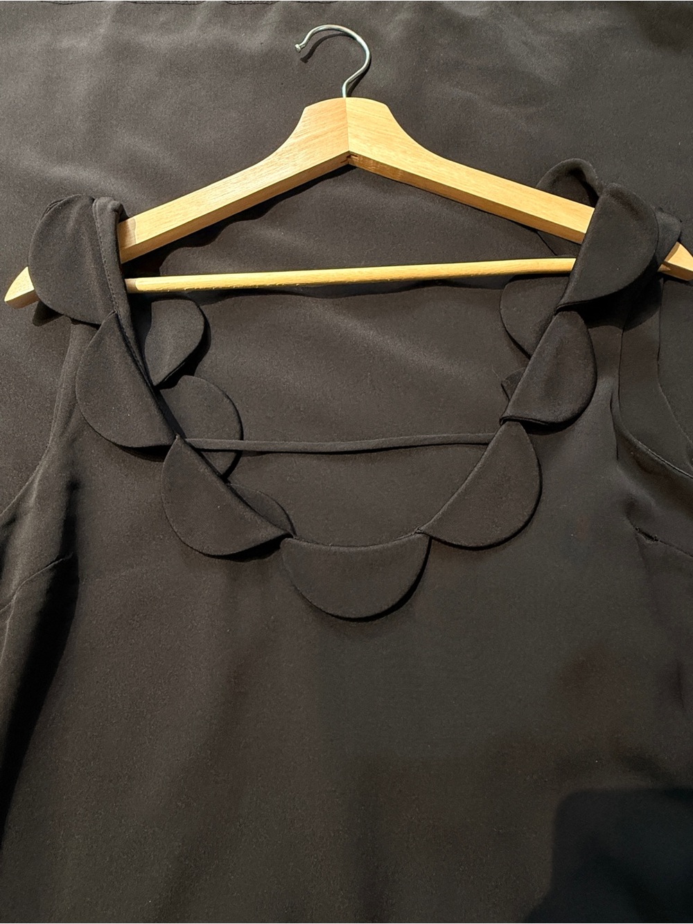 WAYNE Cooper Vintage Black Scalloped Neck Maxi Dress